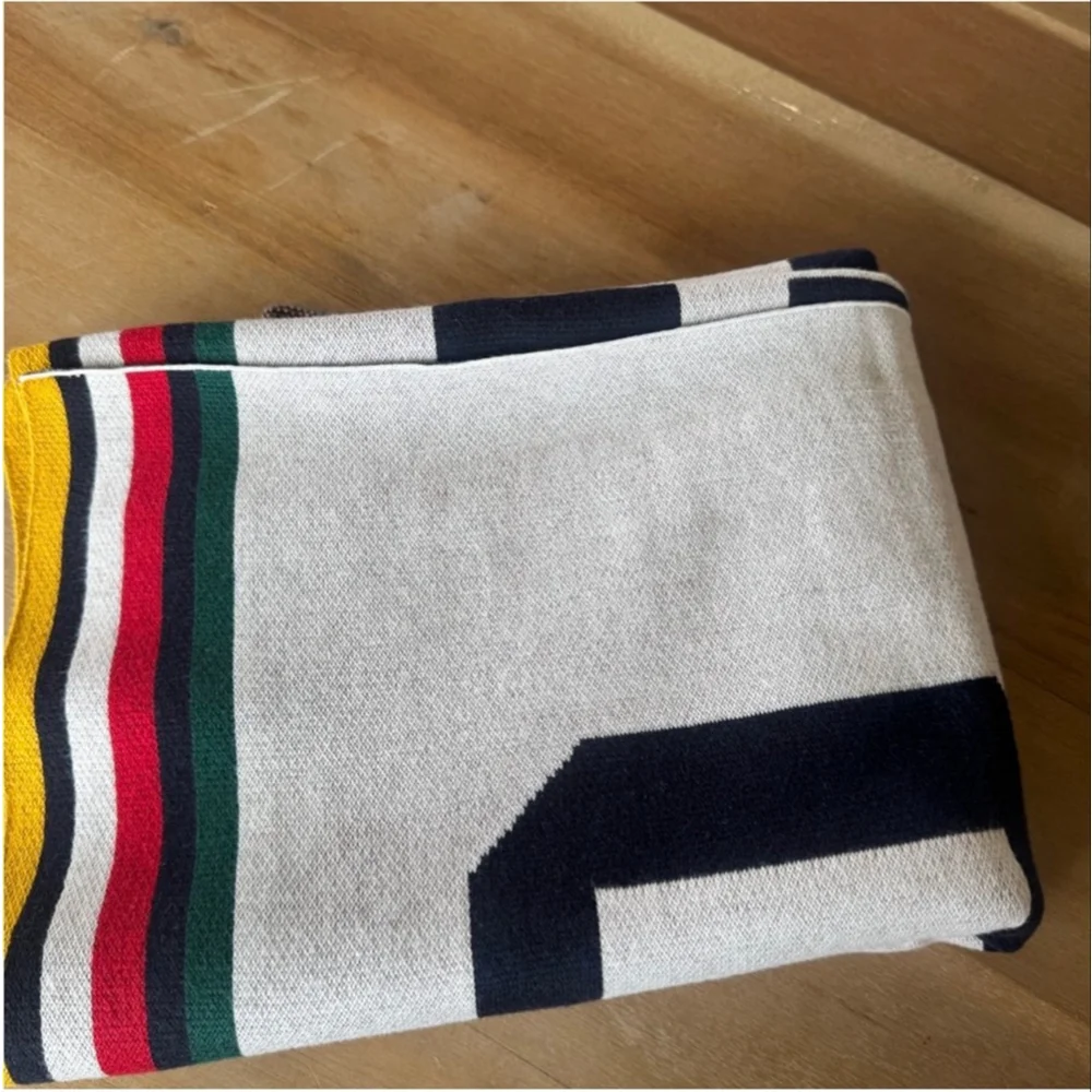 Tommy Hilfiger Blanket Throw White Navy One Size